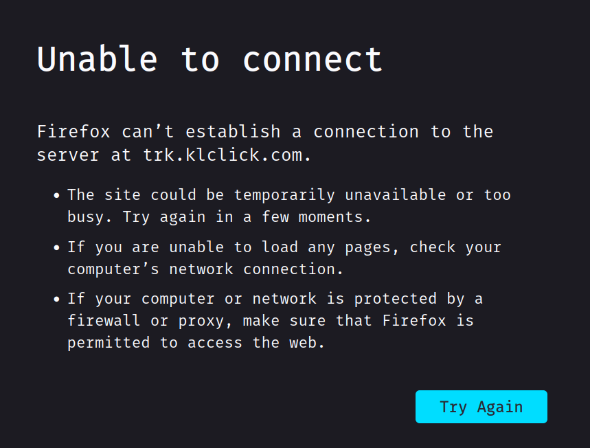Unable to connect